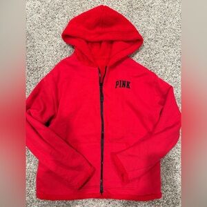 PINK crimson red fleece zip up jacket